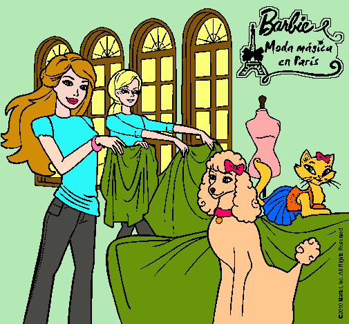 Barbie y su amiga mirando ropa