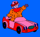 Dibujo Muñeca en coche descapotable pintado por alfonsito