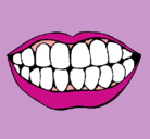 Dibujo Boca y dientes pintado por dentista