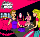 Dibujo Barbie en una tienda de ropa pintado por derek