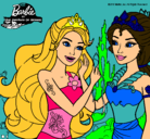 Dibujo Barbie se despiede de la reina sirena pintado por elena7