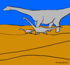 Dibujo Familia de Braquiosaurios pintado por brontosauri