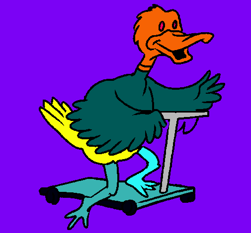 Pato en patinete