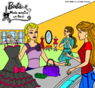 Dibujo Barbie en una tienda de ropa pintado por lokiya