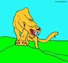 Dibujo Tigre con afilados colmillos pintado por eider