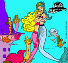 Dibujo Barbie sirena y la reina sirena pintado por luisafernanda