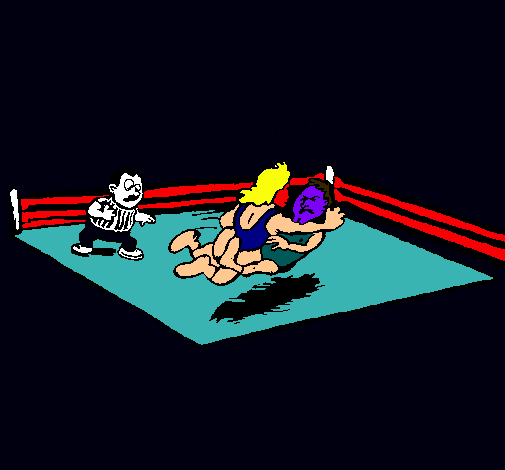 Dibujo Lucha en el ring pintado por Jesse