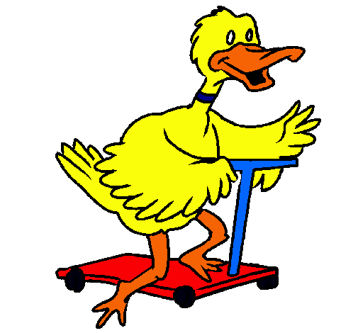 Pato en patinete