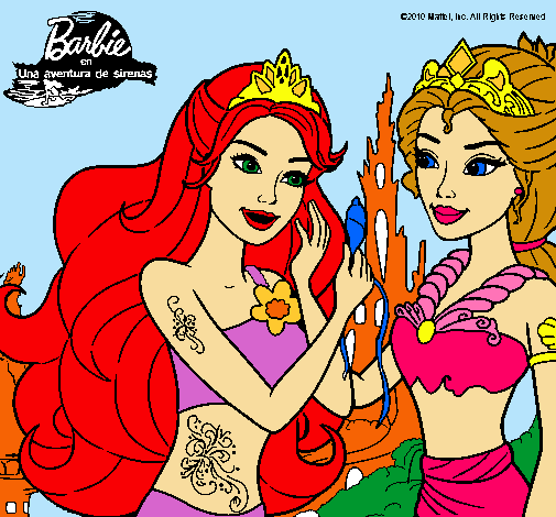 Dibujo Barbie se despiede de la reina sirena pintado por princess91