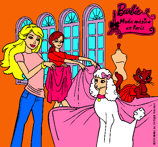 Barbie y su amiga mirando ropa