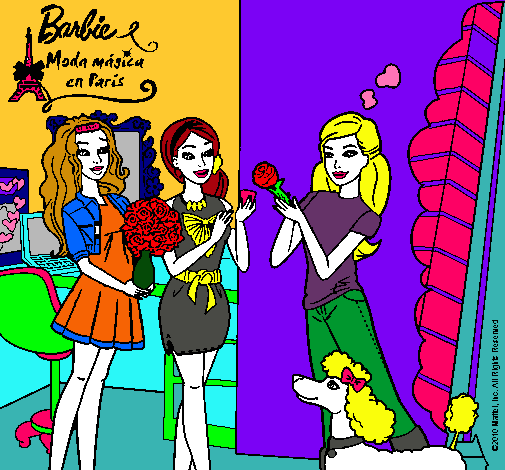 Dibujo Barbie de compras con sus amigas pintado por Adelita