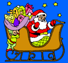 Dibujo Papa Noel en su trineo pintado por CAROLINAQR