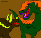 Dibujo Lucha de dinosaurios pintado por pd60