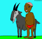 Dibujo Cabra y niño africano pintado por adriana2