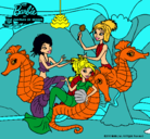 Dibujo Sirenas y caballitos de mar pintado por amalia