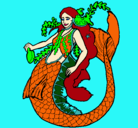 Dibujo Sirena con larga melena pintado por Adelita