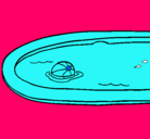 Dibujo Pelota en la piscina pintado por samantna
