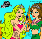 Dibujo Barbie se despiede de la reina sirena pintado por morenia