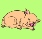 Dibujo Cerdo durmiendo pintado por caperucita
