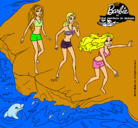 Dibujo Barbie y sus amigas en la playa pintado por yuliet 