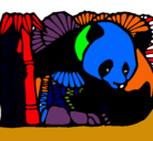 Dibujo Oso panda y bambú pintado por joseramon