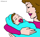 Dibujo Madre con su bebe II pintado por toty