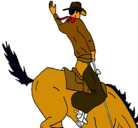 Dibujo Vaquero en caballo pintado por huga