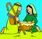 Dibujo Adoran al niño Jesús pintado por lusiana