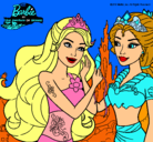 Dibujo Barbie se despiede de la reina sirena pintado por maryjose