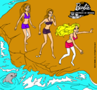 Dibujo Barbie y sus amigas en la playa pintado por jocolo