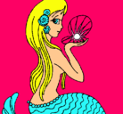 Dibujo Sirena y perla pintado por nereida
