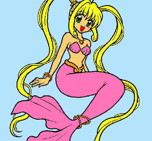 Dibujo Sirena con perlas pintado por princessa9