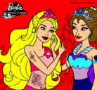 Dibujo Barbie se despiede de la reina sirena pintado por claa