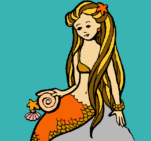 Dibujo Sirena con caracola pintado por princessa9