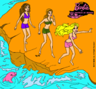 Dibujo Barbie y sus amigas en la playa pintado por aelita