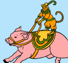 Dibujo Mono y cerdo pintado por Casz