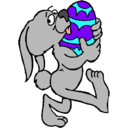 Dibujo Conejo y huevo de pascua pintado por lolart
