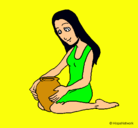 Dibujo Mujer y jarrón pintado por SANTIAGO