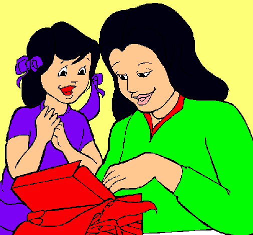 Dibujo Madre e hija pintado por juanita22