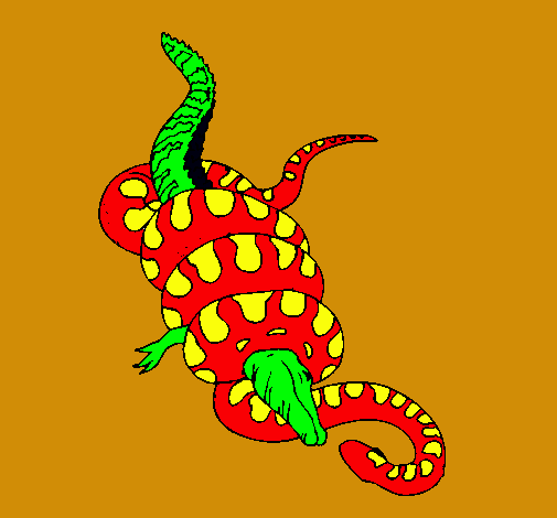 Dibujo Anaconda y caimán pintado por ALE2004