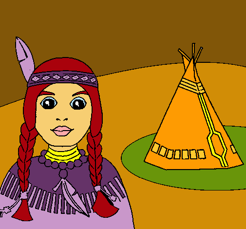 Dibujo India y tepee pintado por macasan