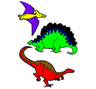 Dibujo Tres clases de dinosaurios pintado por anthony77