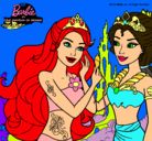 Dibujo Barbie se despiede de la reina sirena pintado por lucre