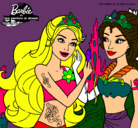 Dibujo Barbie se despiede de la reina sirena pintado por raty