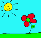 Dibujo Sol y flor 2 pintado por lotso