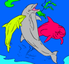 Dibujo Delfines jugando pintado por foca