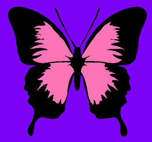 Dibujo Mariposa con alas negras pintado por palo