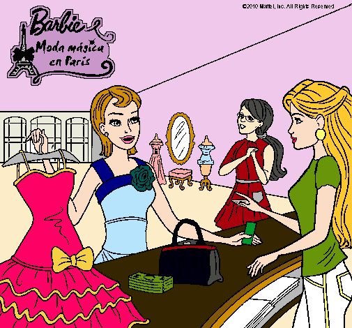 Dibujo Barbie en una tienda de ropa pintado por MariAnge