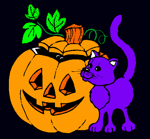 Calabaza y gato