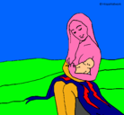 Dibujo Madre con su bebe pintado por SANTIAGGO